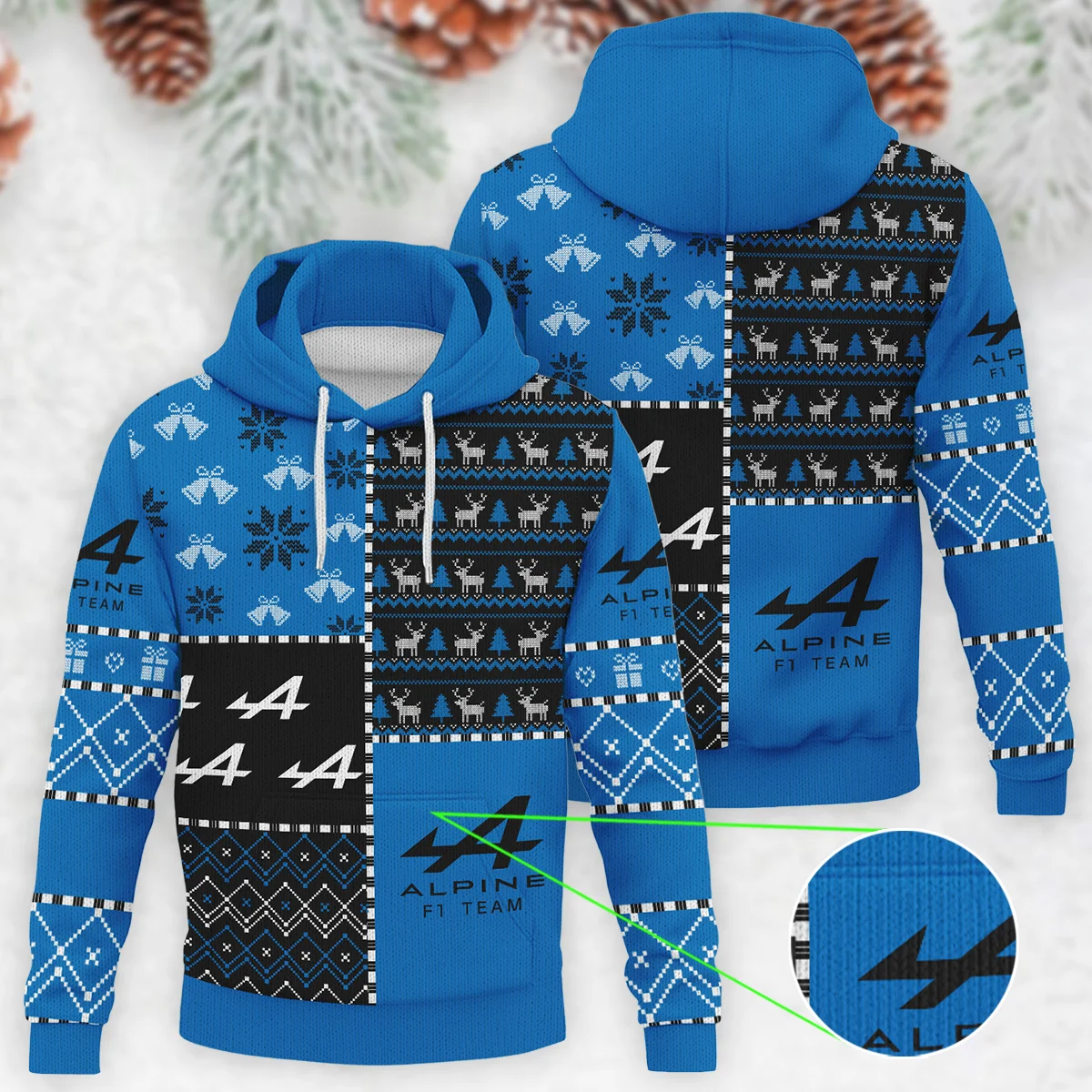 X-Mas Pattern Alpine Formula 1 - Knitted Hoodie BLVAF12209250A2ALP