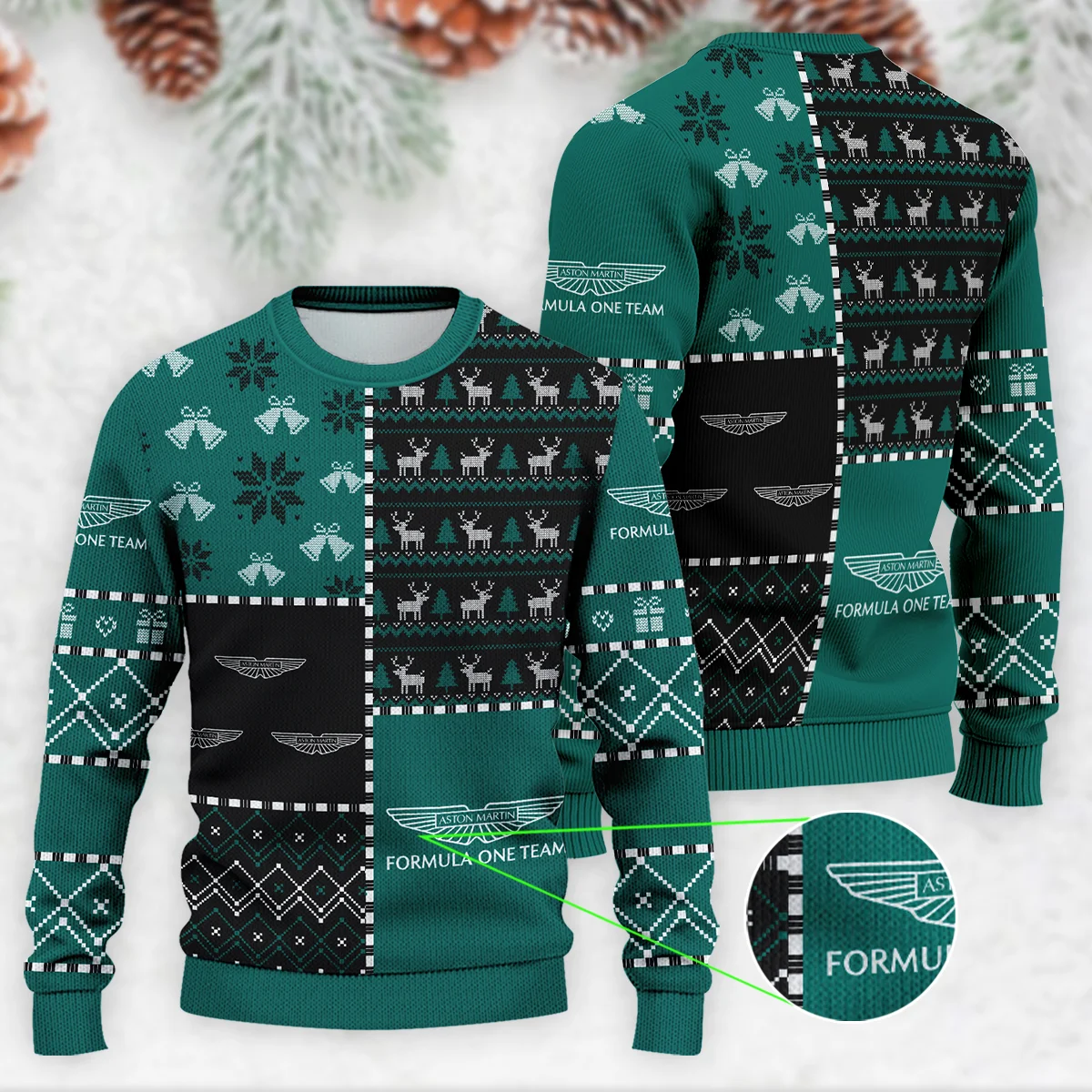 X-Mas Pattern Aston Martin Formula 1 - Ugly Sweater BLVAF1220925A2AM