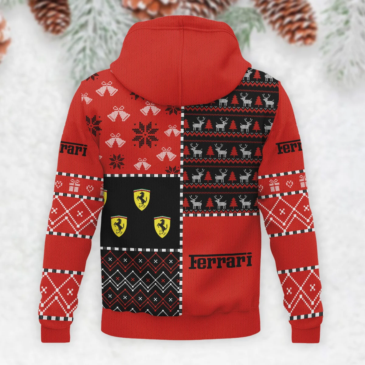X-Mas Pattern Ferrari Formula 1 - Knitted Hoodie BLVAF12209250A2FRR - Image 3