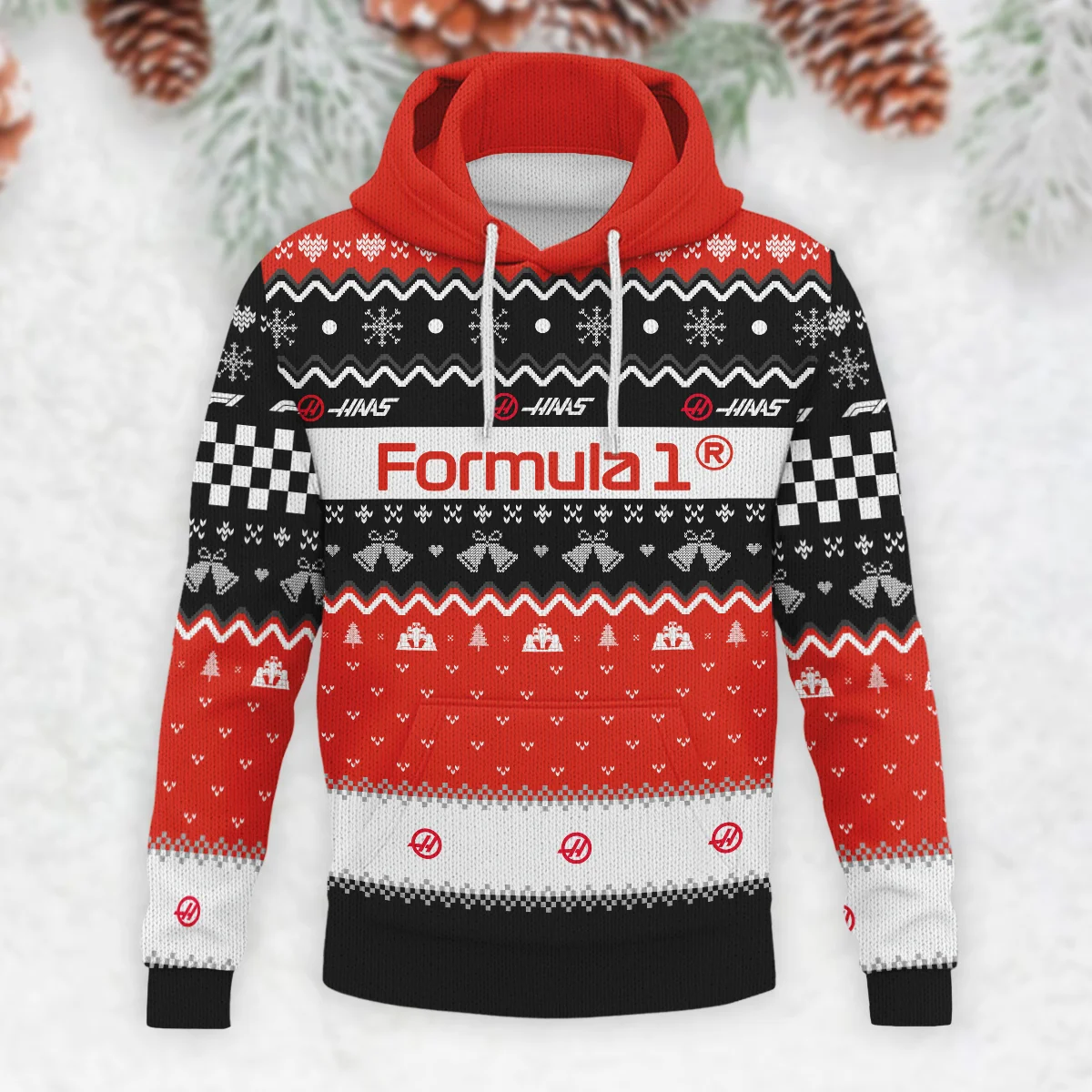 Xmas Haas Formula 1 - Knitted Hoodie BLVAF12209250A12HAAS - Image 2