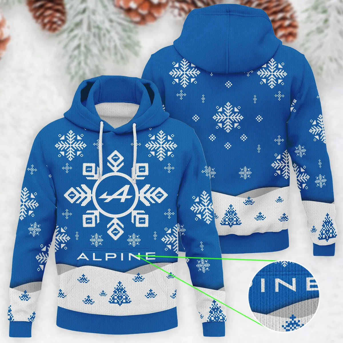 Xmas Pattern Alpine Formula 1 - Knitted Hoodie BLVAF12209250A26ALP