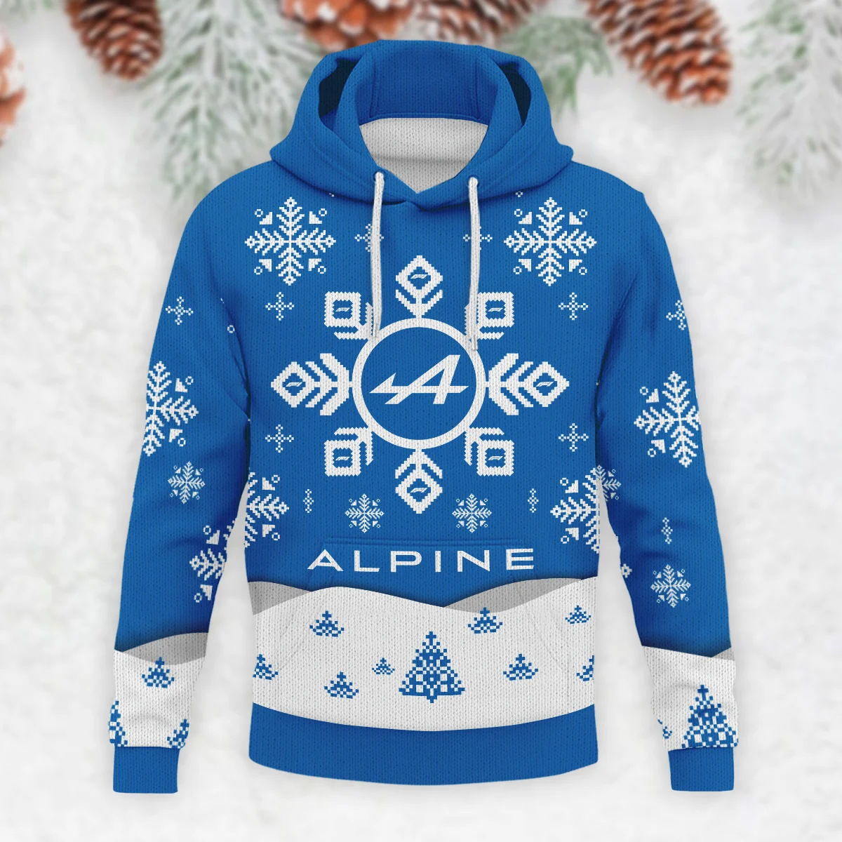 Xmas Pattern Alpine Formula 1 - Knitted Hoodie BLVAF12209250A26ALP - Image 2