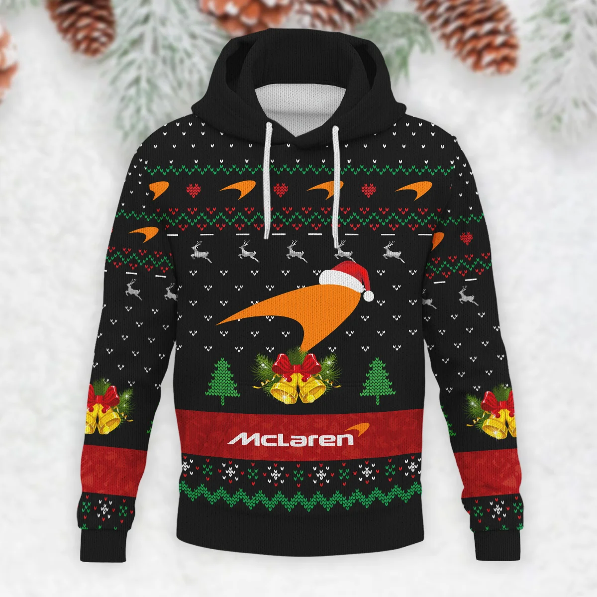 Xmas Pattern McLaren Formula 1 - Knitted Hoodie BLVAF12209250A29MCL - Image 2