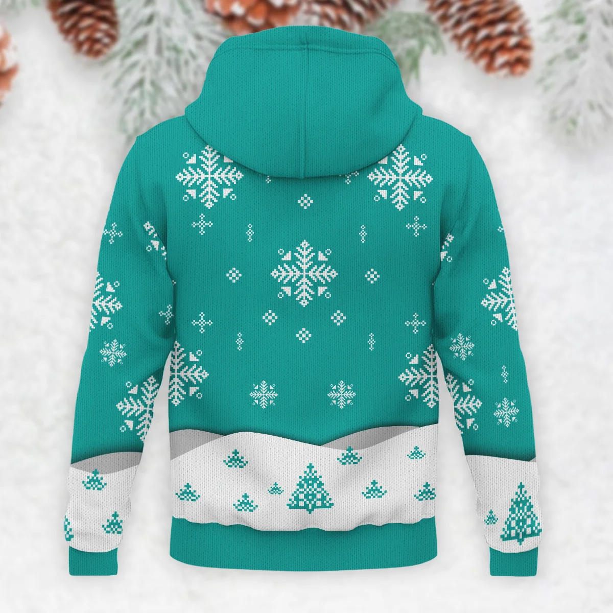 Xmas Pattern Mercedes Formula 1 - Knitted Hoodie BLVAF12209250A26MER - Image 3