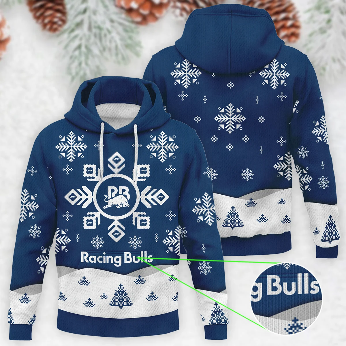 Xmas Pattern Racing Bulls Formula 1 - Knitted Hoodie BLVAF12209250A26RAC