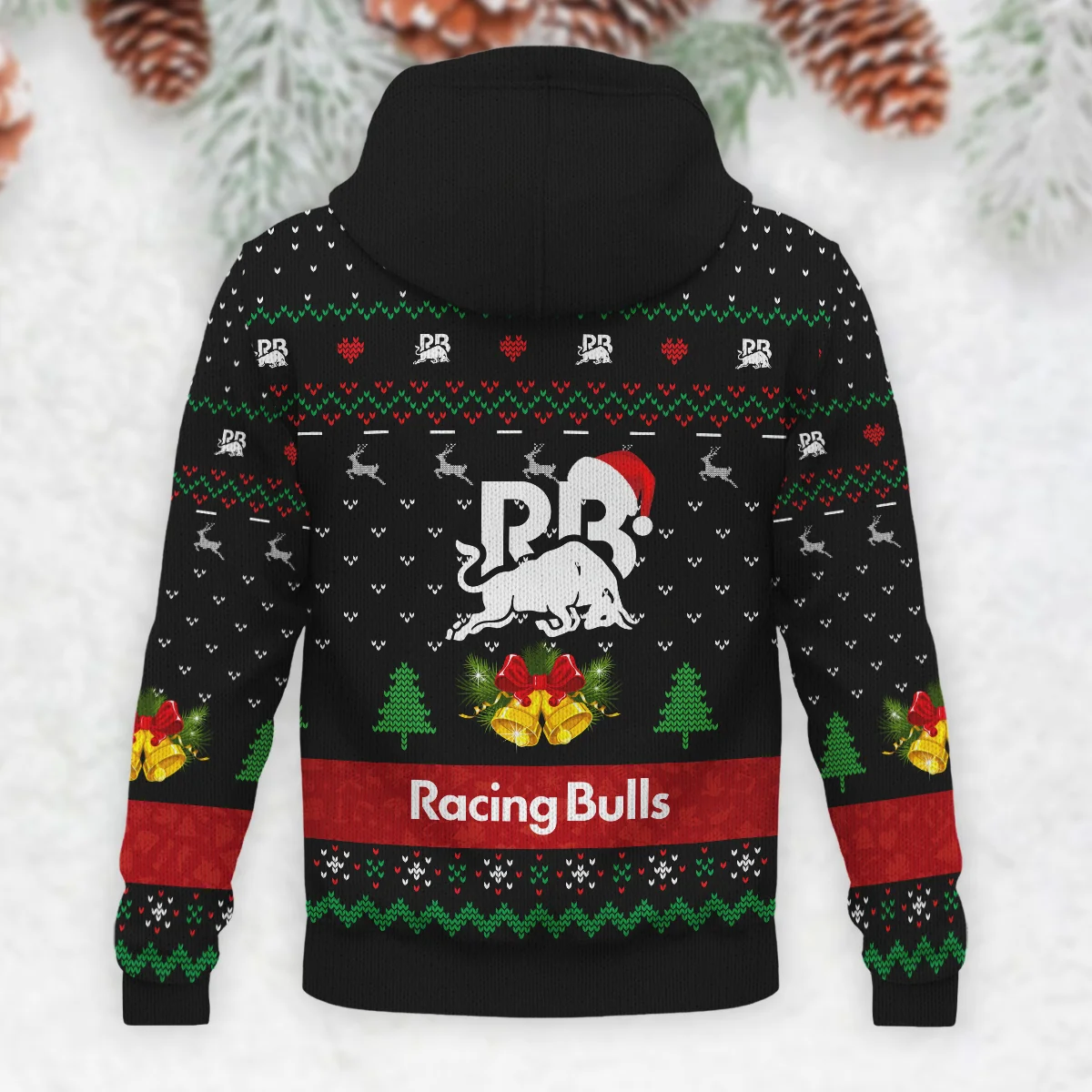Xmas Pattern Racing Bulls Formula 1 - Knitted Hoodie BLVAF12209250A29RAC - Image 3