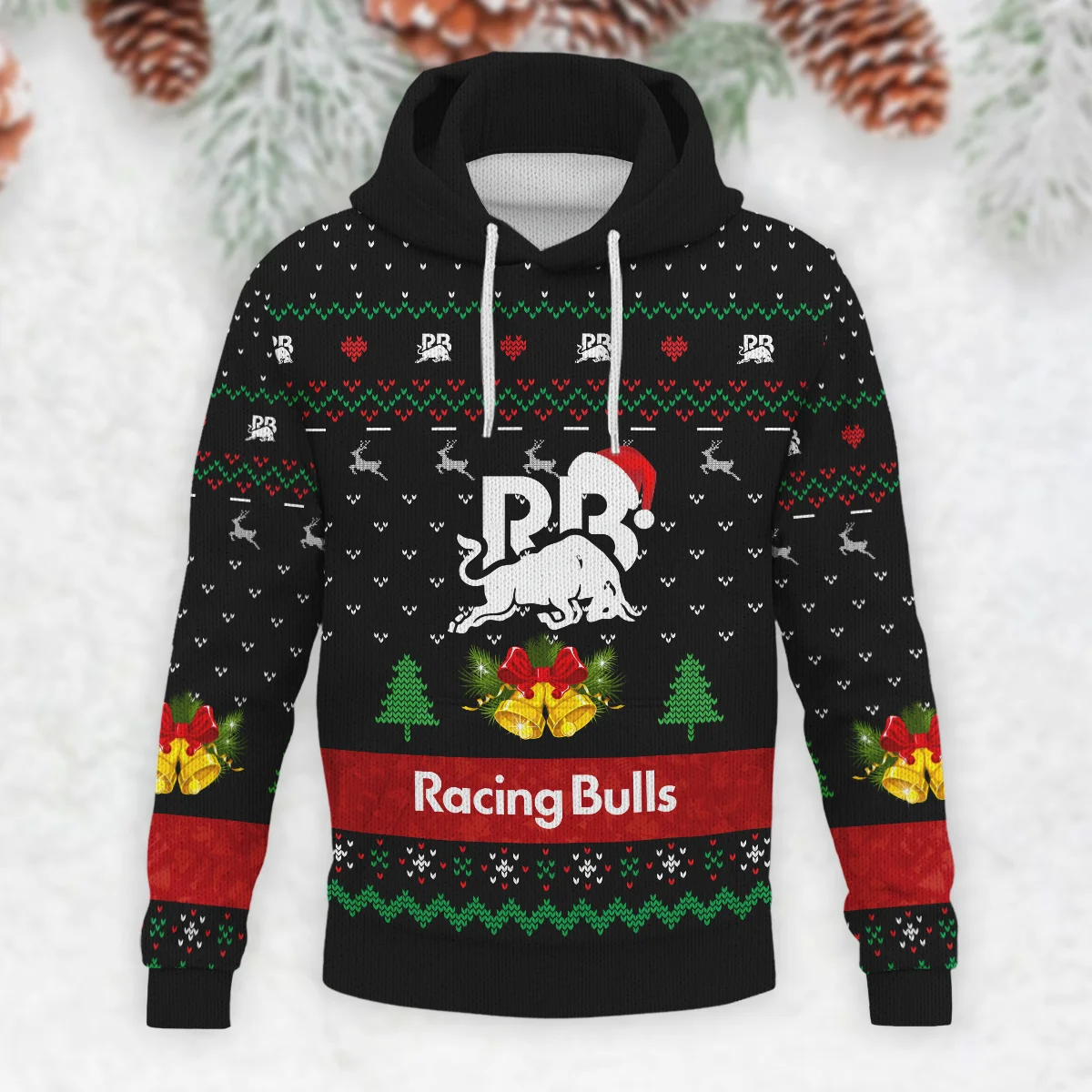 Xmas Pattern Racing Bulls Formula 1 - Knitted Hoodie BLVAF12209250A29RAC - Image 2