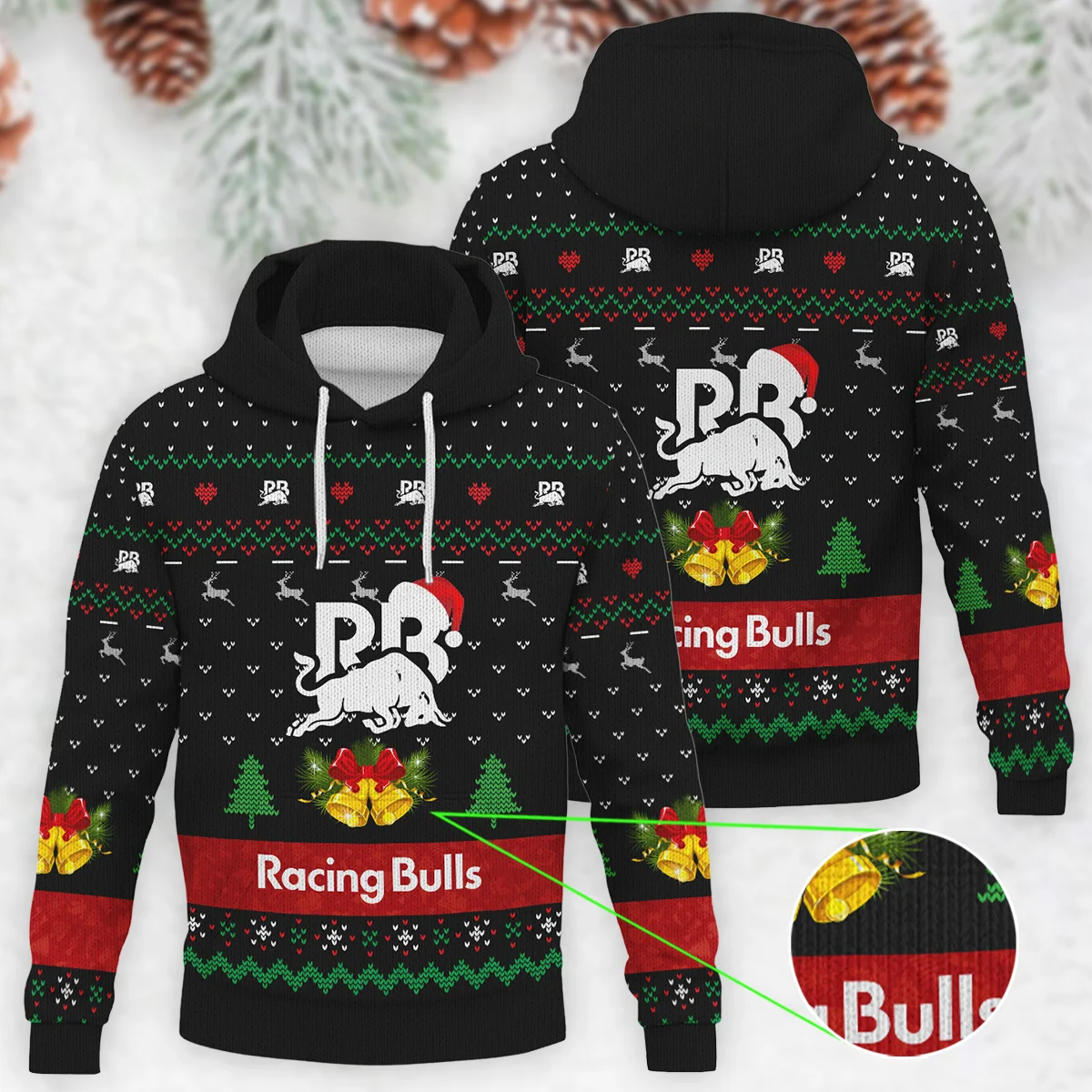 Xmas Pattern Racing Bulls Formula 1 - Knitted Hoodie BLVAF12209250A29RAC