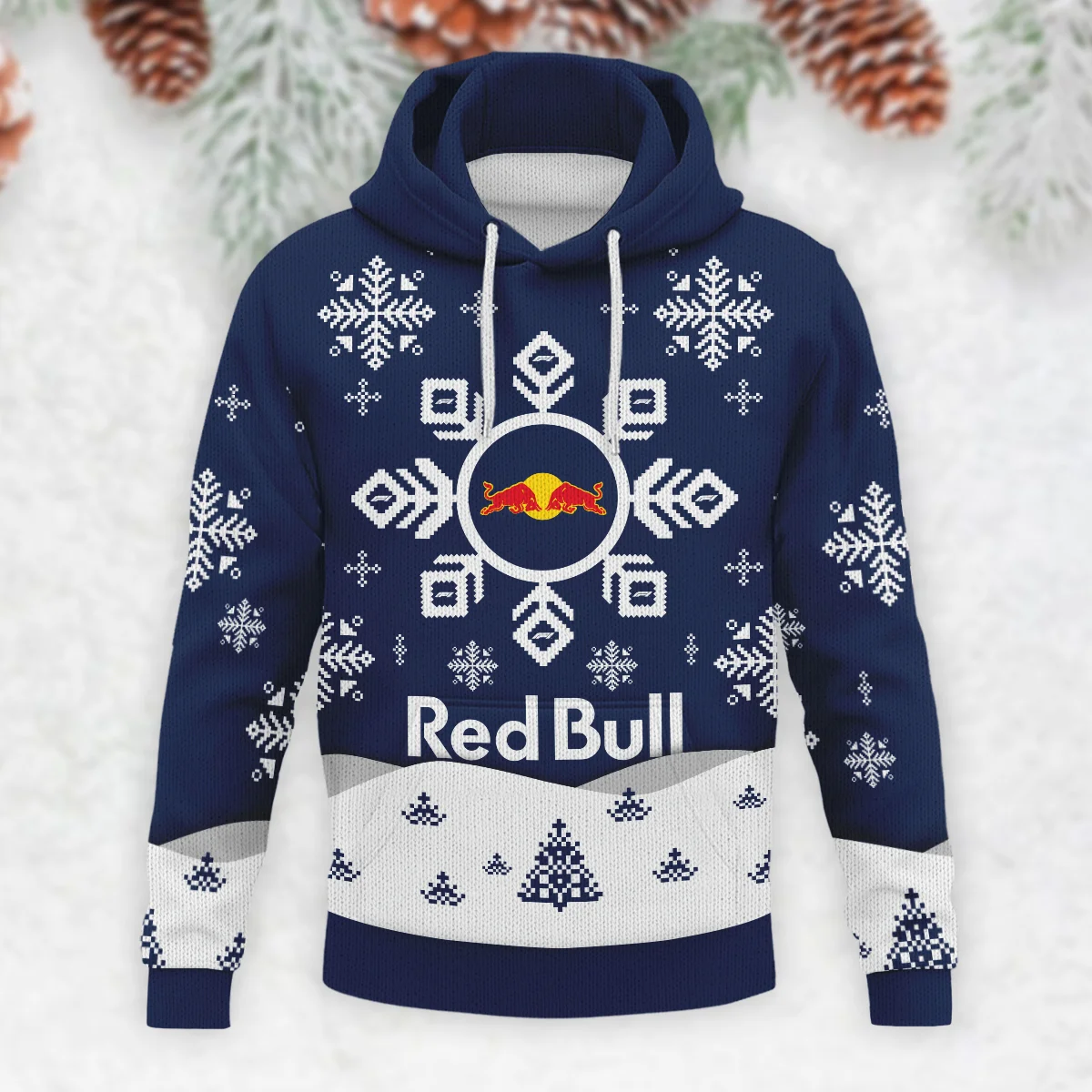 Xmas Pattern Red Bull Racing Formula 1 - Knitted Hoodie BLVAF12209250A26RBR - Image 2