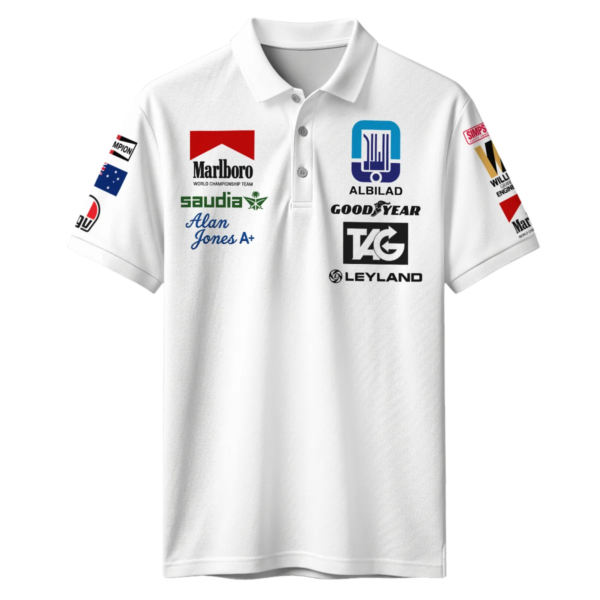1980 WDC Alan Jones Williams F1 Polo Shirt BLAJ5426A2PL - Image 2