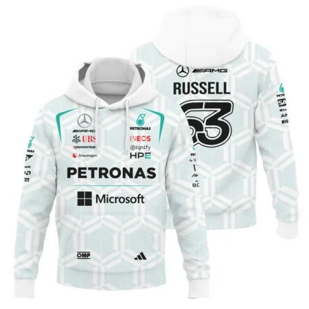 2026 George Russell Mercedes F1 Teamwear Hoodie BLGR30326A2HD - White