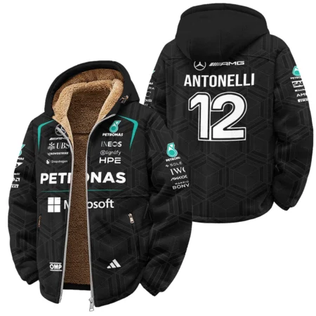 2026 Kimi Antonelli Mercedes F1 Teamwear Winter Fleece Jacket BLKA29326A1WFJ - Black