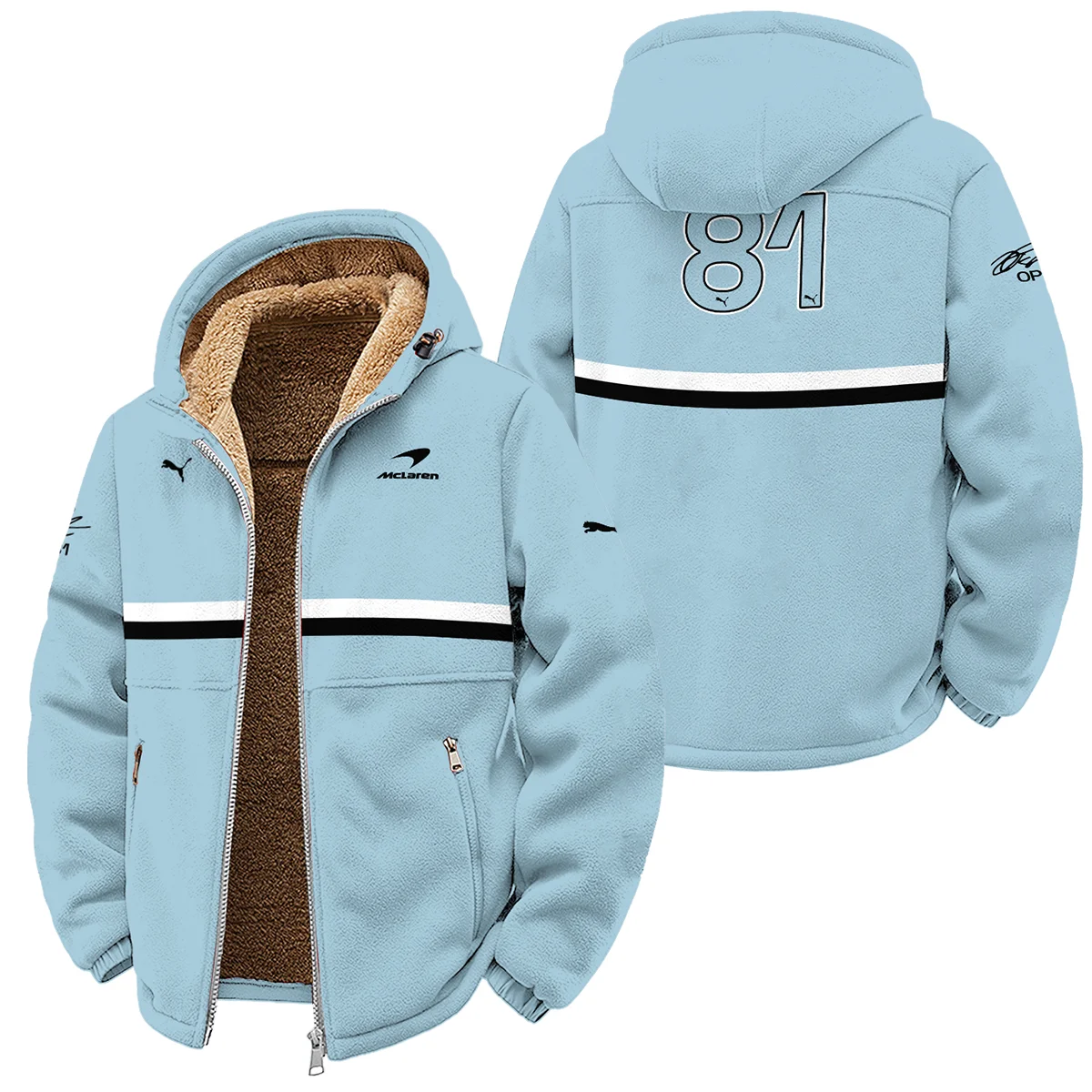 OP81 Oscar Piastri Puma McLaren - Winter Fleece Jacket Unisex Motorsport Apparel BLOP28326A1WFJ