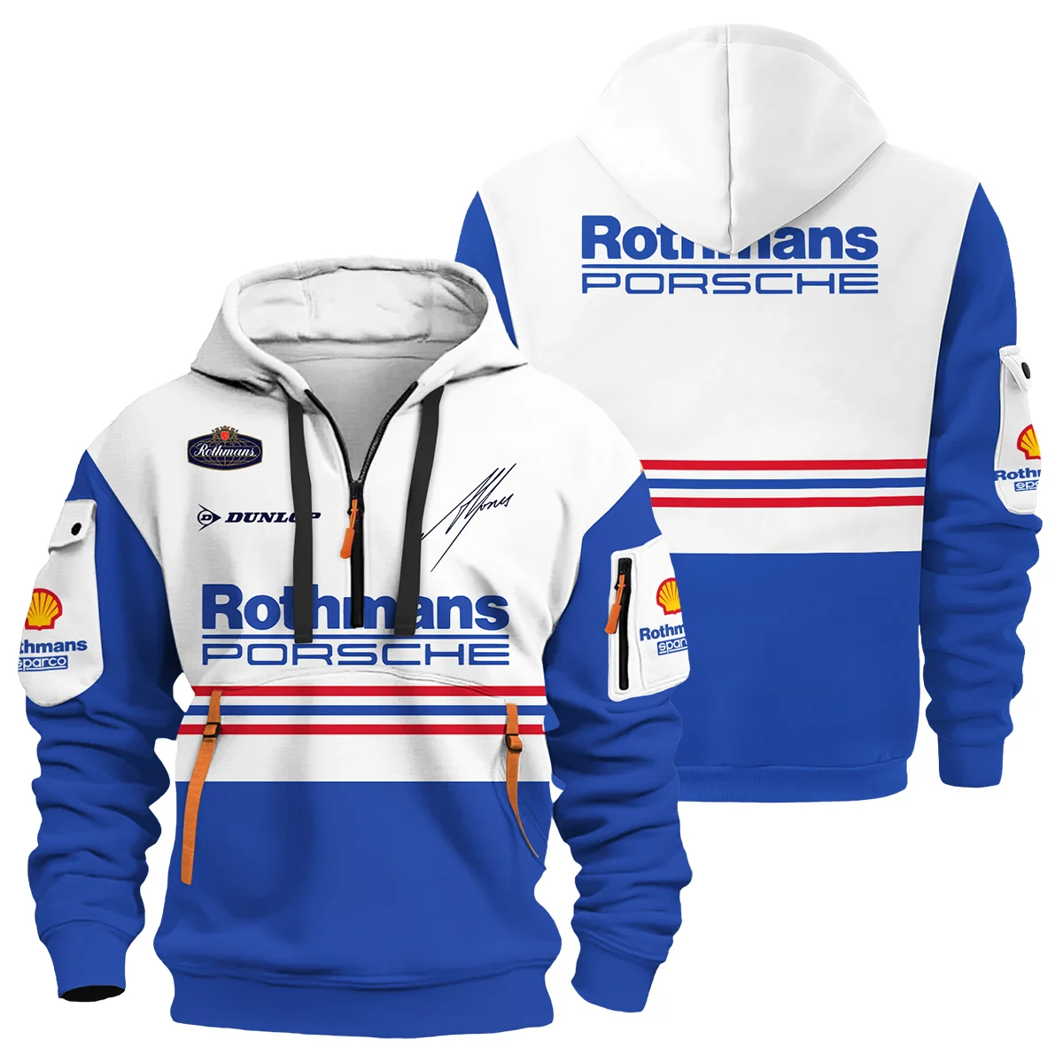 1984 Alan Jones Rothmans Porsche Sandown 1000 Hoodie Half Zip BLAJ5426A1HDF