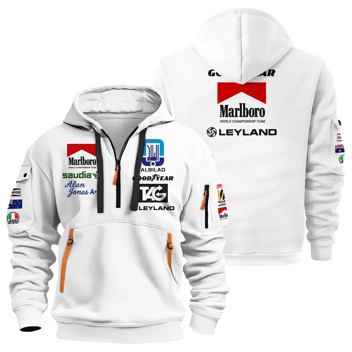 1980 WDC Alan Jones Williams F1 Hoodie Half Zip BLAJ5426A2HDF