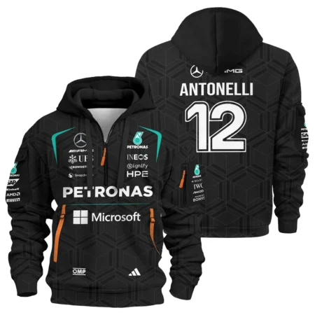 2026 Kimi Antonelli Mercedes F1 Teamwear Hoodie Half Zip BLKA29326A1HDF - Black