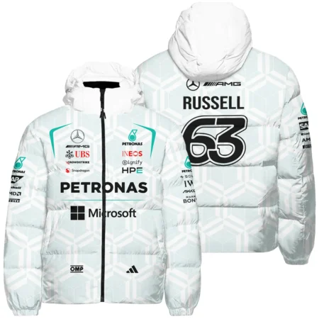 2026 George Russell Mercedes F1 Teamwear Down & Puffer Jackets BLGR30326A2HCJ - White