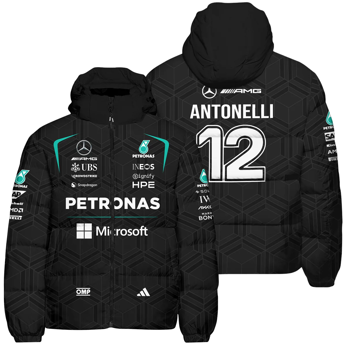 2026 Kimi Antonelli Mercedes F1 Teamwear Down & Puffer Jackets BLKA29326A1HCJ - Black