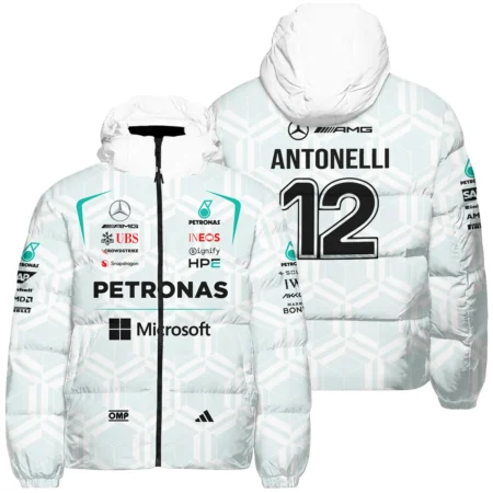2026 Kimi Antonelli Mercedes F1 Teamwear Down & Puffer Jackets BLKA29326A2HCJ - White