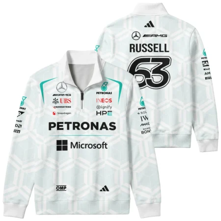 2026 George Russell Mercedes F1 Teamwear Quarter Zip Sweatshirt BLGR30326A2QZS - White