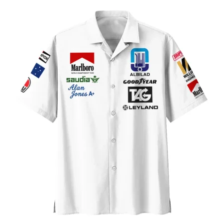 Alternative view of 1980 WDC Alan Jones Williams F1 Hawaiian Shirt BLAJ5426A2HW