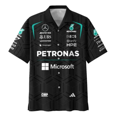 Alternative view of 2026 Kimi Antonelli Mercedes F1 Teamwear Hawaiian Shirt BLKA29326A1HW - Black