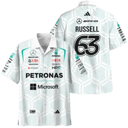 2026 George Russell Mercedes F1 Teamwear Hawaiian Shirt BLGR30326A2HW - White
