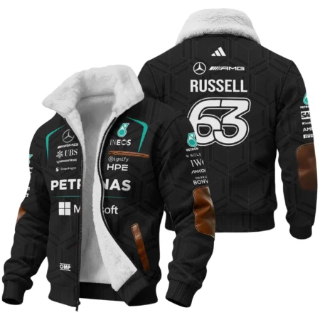 2026 George Russell Mercedes F1 Teamwear Fleece Jacket BLGR30326A1FJ - Black