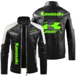 Kawasaki Inspired Fan Logo Leather Jacket QTMO230625A1KAW