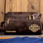 Harley-Davidson Motorcycles  Exclusive Logo - Personalized Leather Toiletry Bag QTMT180425HD