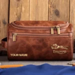 Triumph Motorcycles  Exclusive Logo - Personalized Leather Toiletry Bag QTMT180425TRIA4