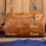 Joss Cues All Over Prints- Personalized Leather Toiletry Bag QTBLA101125A1JOS