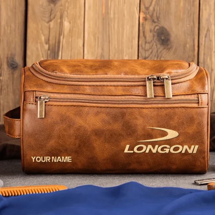 Longoni Cues All Over Prints- Personalized Leather Toiletry Bag QTBLA101125A1LON