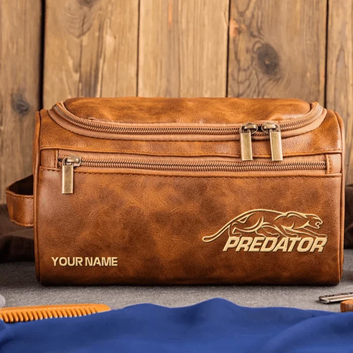 Predator Cues All Over Prints- Personalized Leather Toiletry Bag QTBLA101125A1PRC