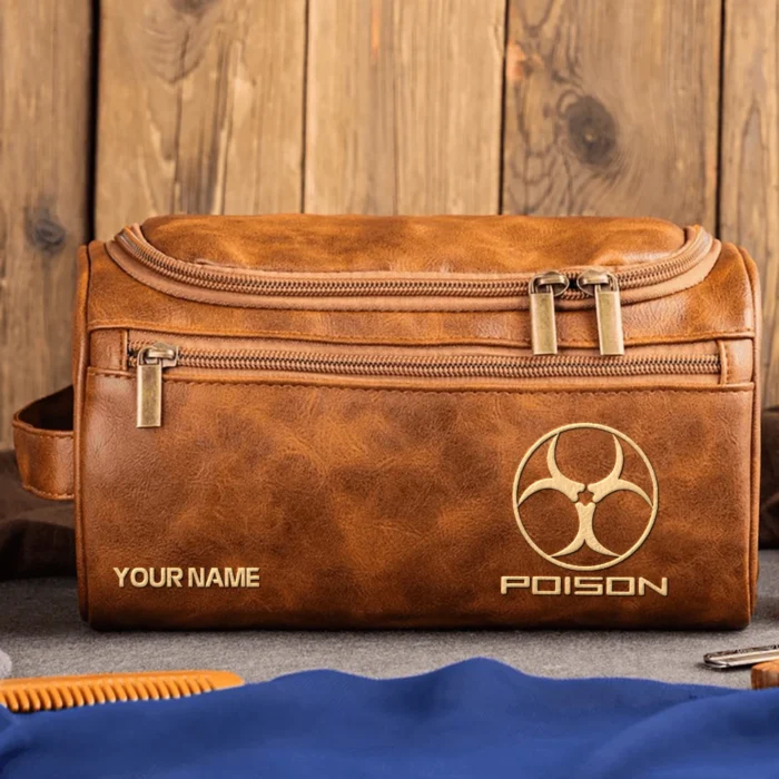 Poison Cues All Over Prints- Personalized Leather Toiletry Bag QTBLA101125A1PSN