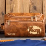 Viking Cues All Over Prints- Personalized Leather Toiletry Bag QTBLA101125A1VKG