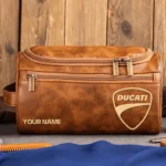 Ducati Motorcycles  Exclusive Logo - Personalized Leather Toiletry Bag QTMT180425DUC