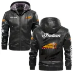 Indian Motorcycle Inspired Fan Logo Hooded Leather Jacket QTMO230625A2IND