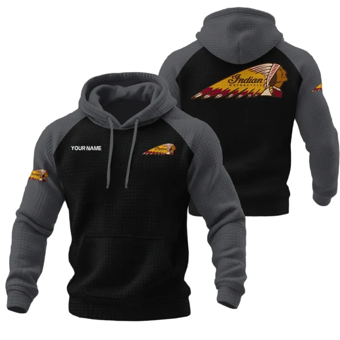 Indian Motorcycle Hoodie Quilted Waffle Designed for True Fans QTVAMC121225A03IND