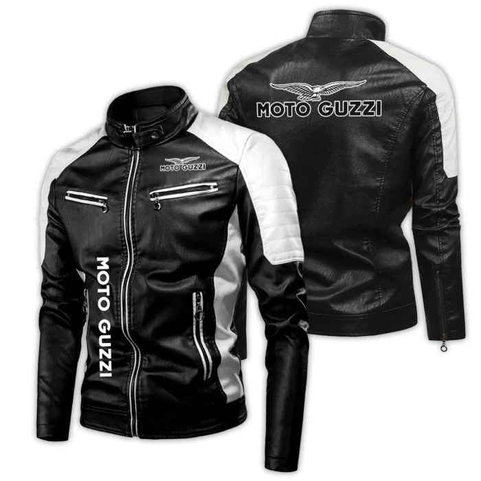 Moto Guzzi Exclusive Logo Leather Jacket Motorcycle HOMOT060625LJ01MGU