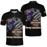 Harley-Davidson Motorcycle Flag of Australia Inspired Fan Logo Polo Shirt - Collared Short Sleeve QTHD250725BB3-PL
