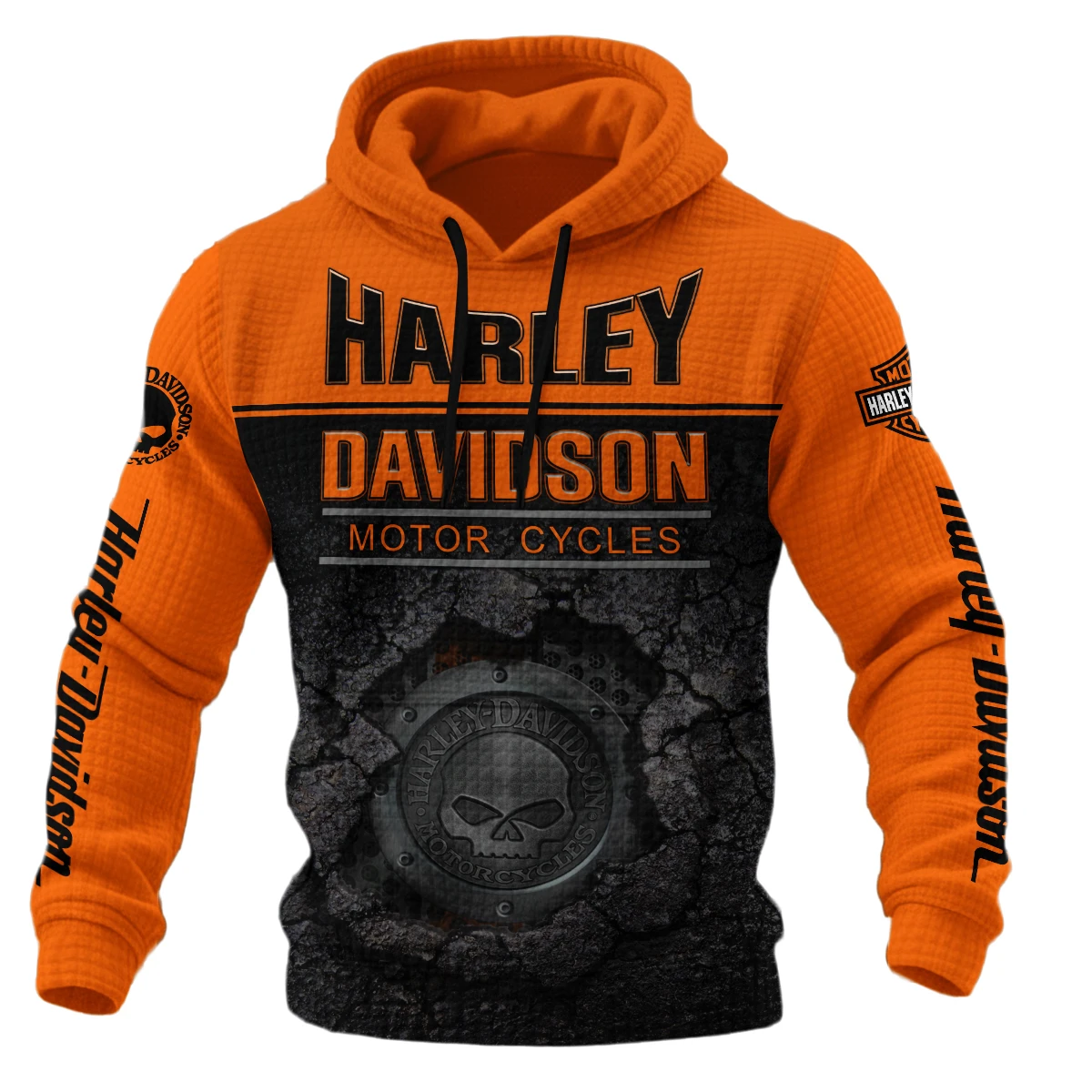 Harley-Davidson Motorcycle Hoodie Quilted Waffle Gift Fan Love QTHD020725A2-HQW - Image 2