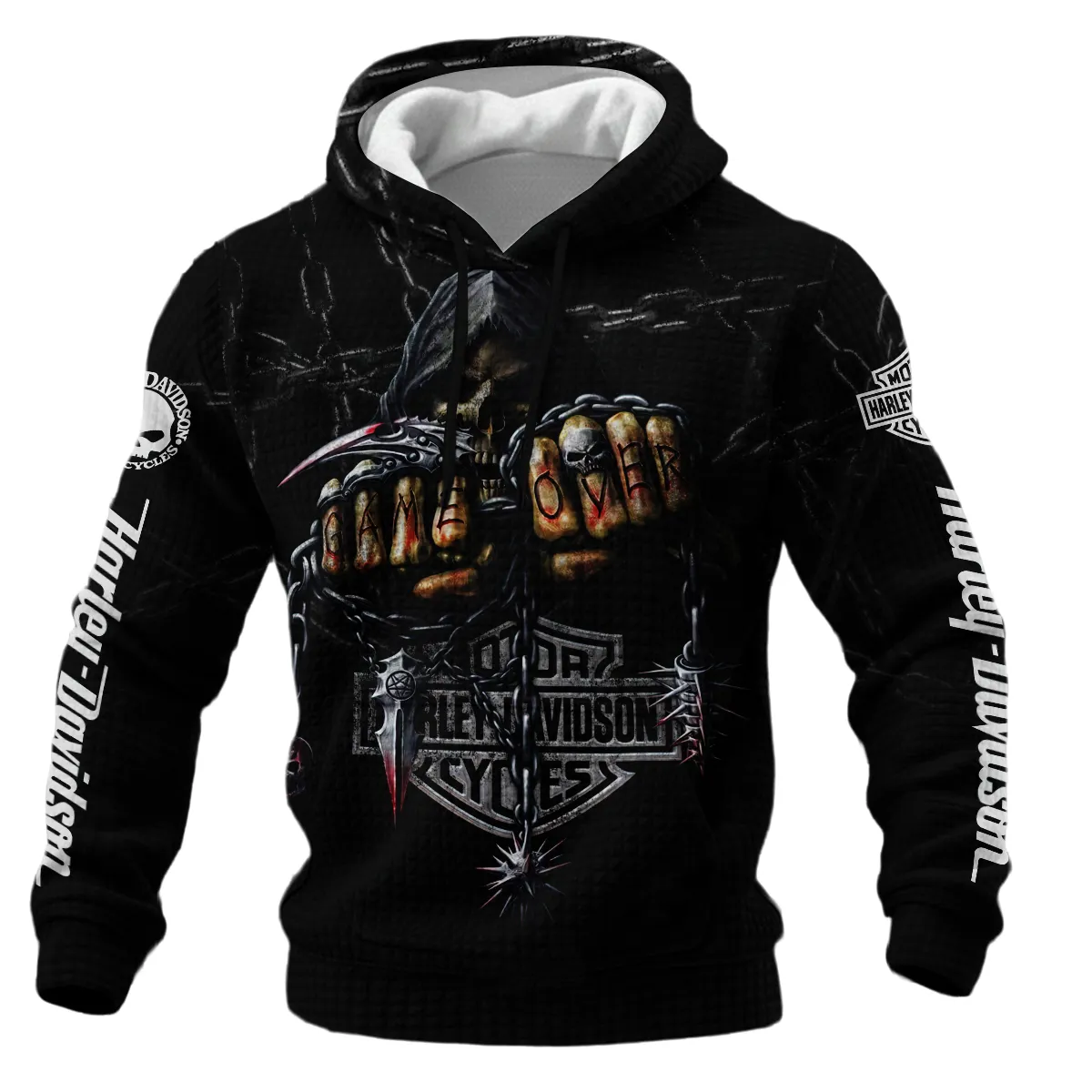 Harley-Davidson Motorcycle Hoodie Quilted Waffle Gift Fan Love QTHD261225AHD7-HQW - Image 2
