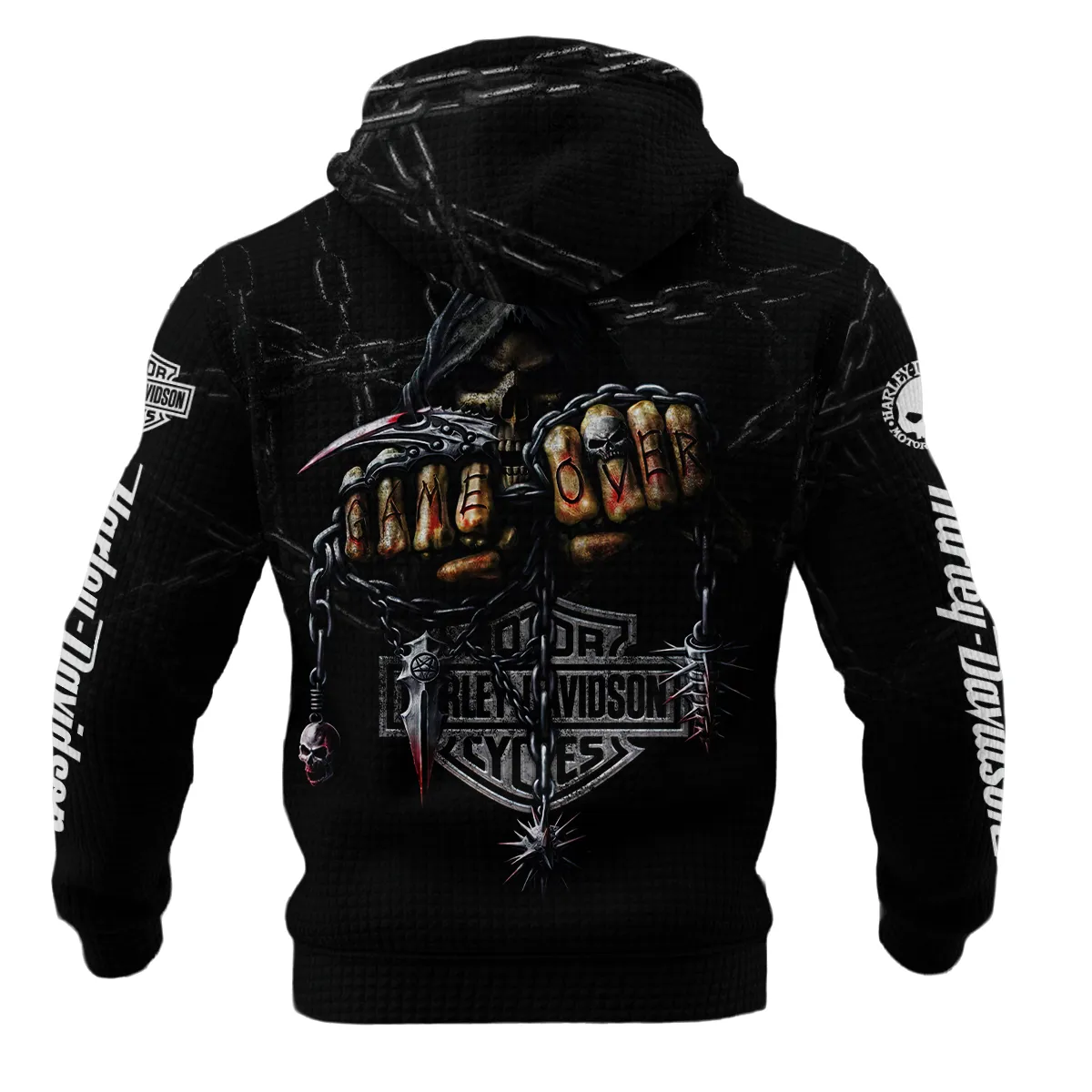 Harley-Davidson Motorcycle Hoodie Quilted Waffle Gift Fan Love QTHD261225AHD7-HQW - Image 3