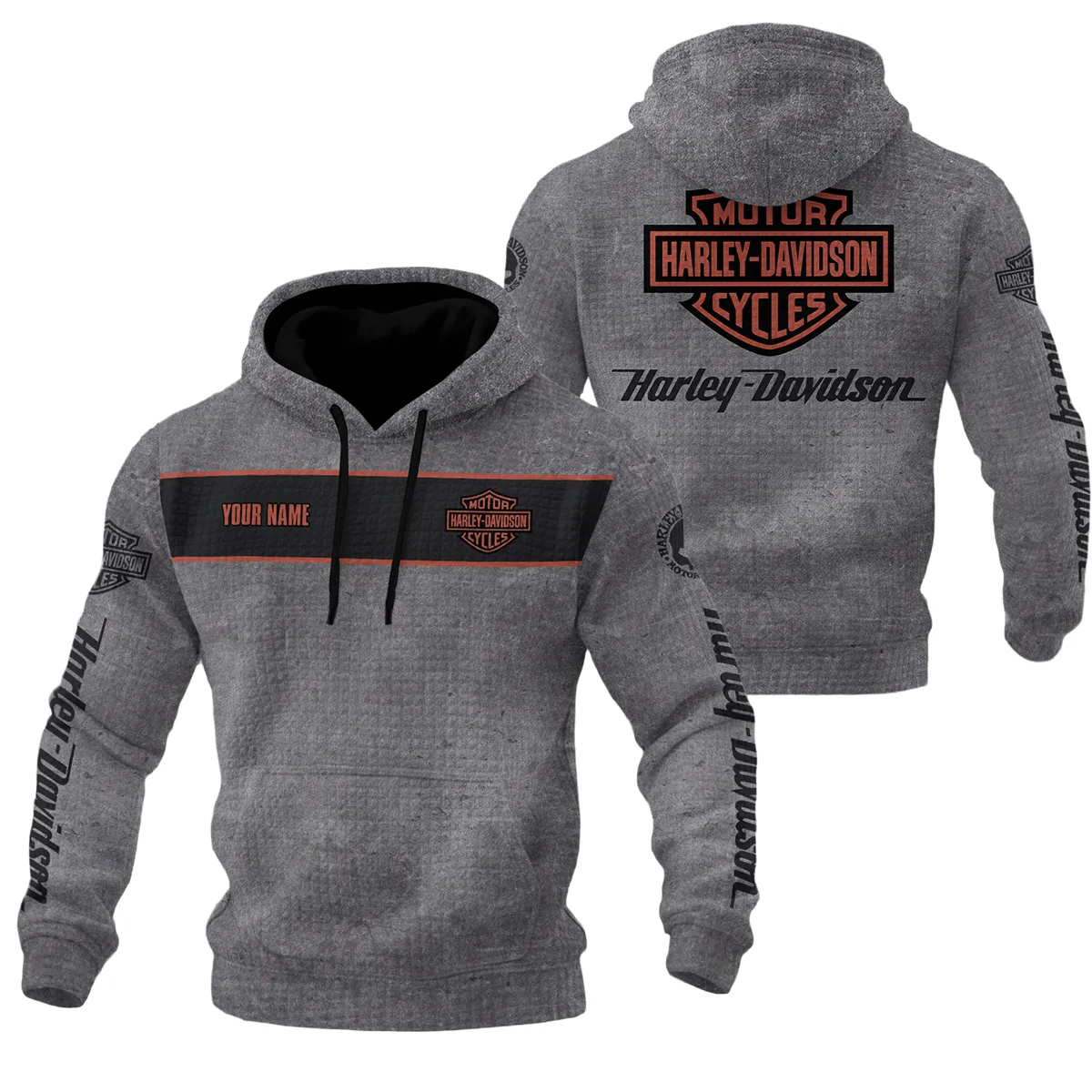 Harley-Davidson Motorcycle Hoodie Quilted Waffle Gift Fan Love QTHD261225AHD6-HQW