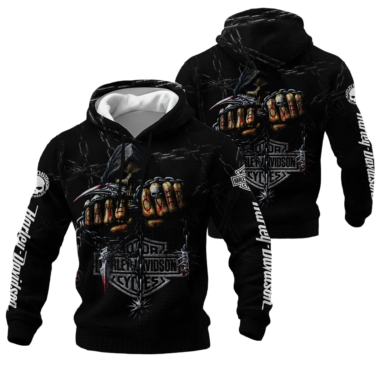 Harley-Davidson Motorcycle Hoodie Quilted Waffle Gift Fan Love QTHD261225AHD7-HQW