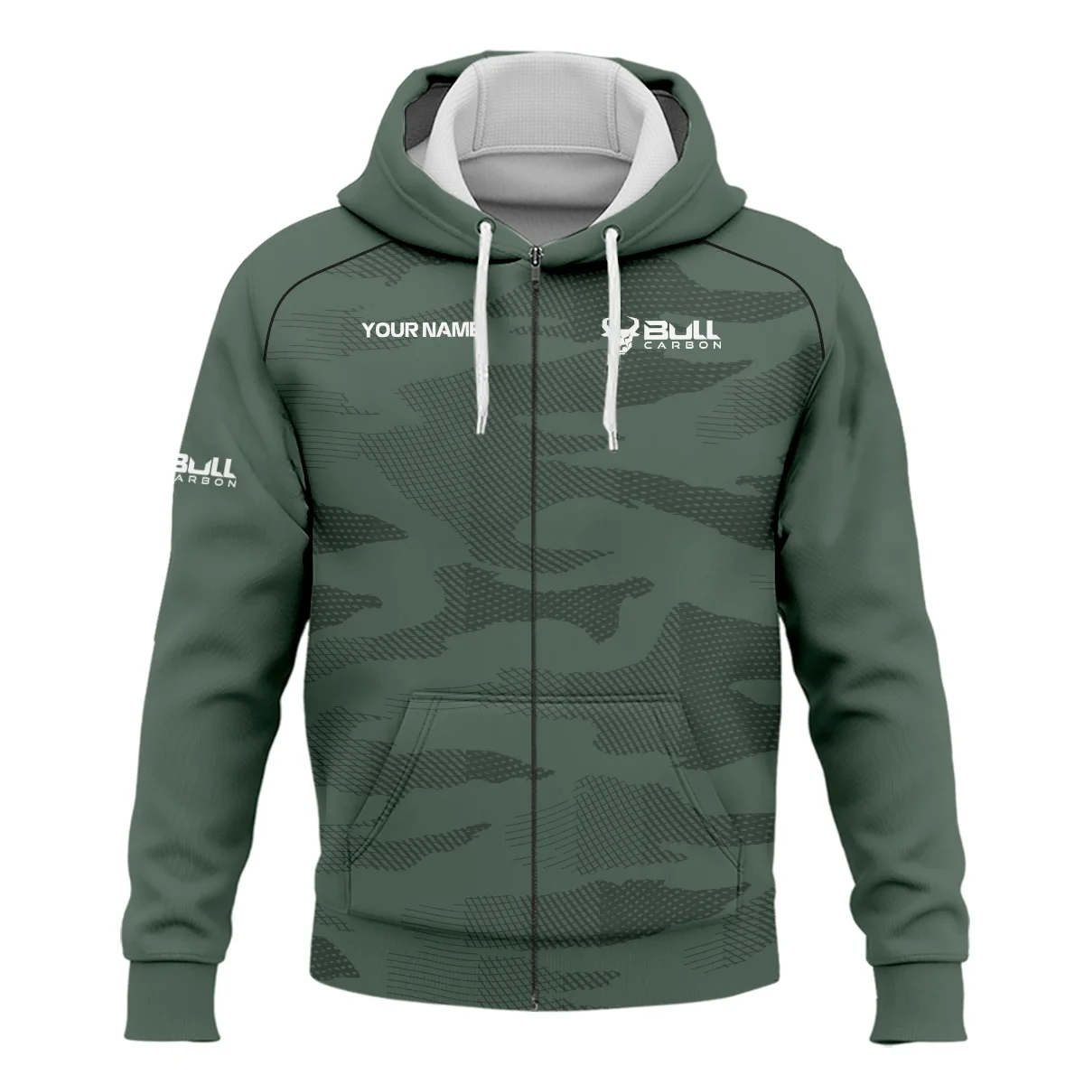 Bull Carbon All Over Prints- Personalized Zipper Hoodie QTBLA041125A1BLC-ZHD - Image 2