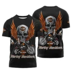 Harley-Davidson Motorcycle Inspired Fan Logo T-shirt QTHD250725BB2-TS