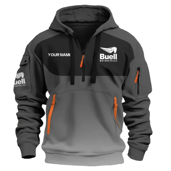 Buell Motorcycles Inspired Fan Logo Hoodie Half Zipper QTMO150825A4BUE