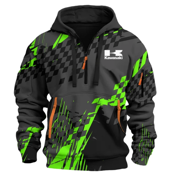 Kawasaki Motorcycles Exclusive Logo Hoodie Half Zipper HOMO190725A01KAW-HDF